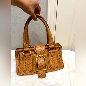 Vintage Celine Ella Doctor’s Bag Ostrich Leather in Cognac